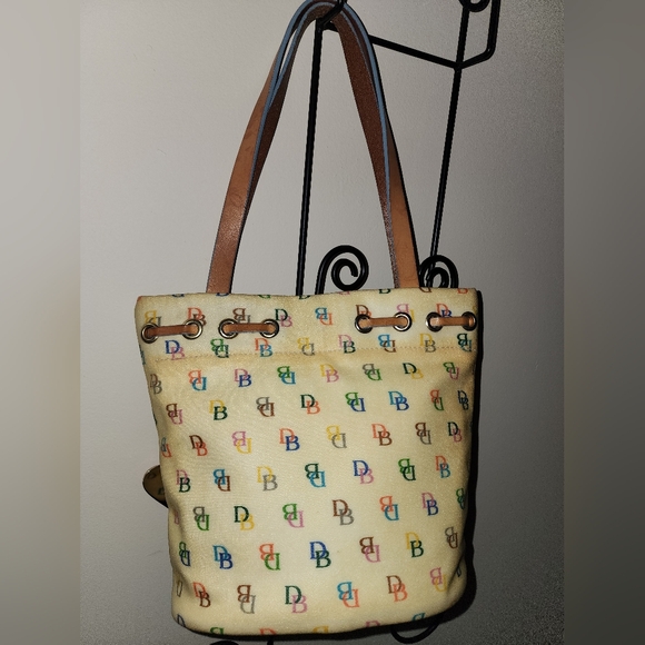 Dooney And Bourke Vintage Signature Rainbow DB Tassel Purse Mini Tote Leather - Picture 6 of 8